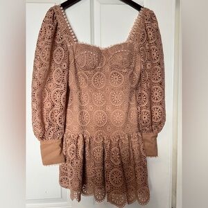 Elegant Lace Dress in Tan